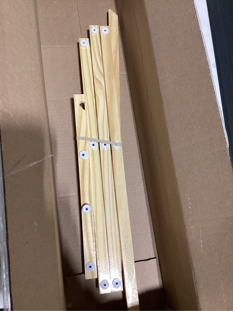 Condition photo showing As Is for whitmor foldable clothes drying rack: 3 tier laundry drying rack, collapsible drying rack clothing, portable space saving clothing rack for indoor outdoor, 17.0“ l x 29.5” w x 43.5“ h, wood wood & white