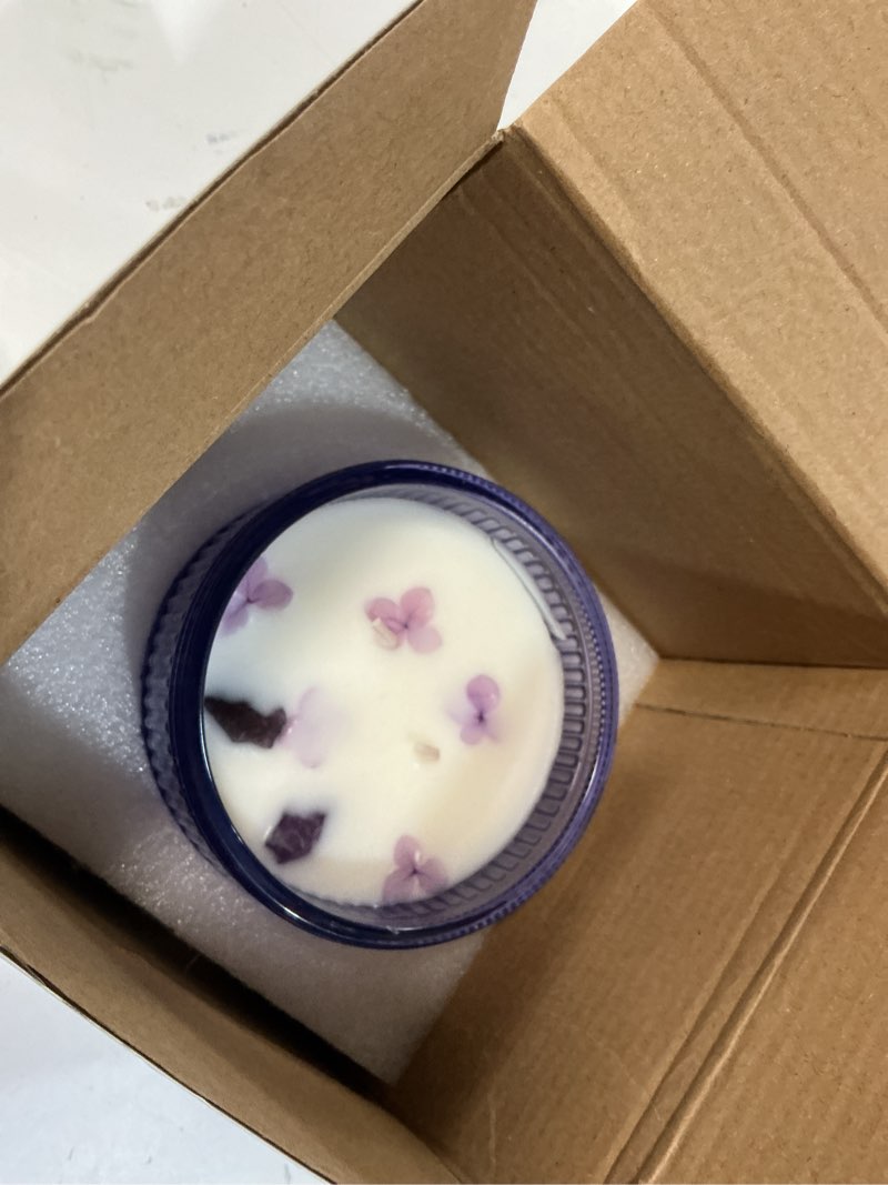 Condition photo showing Good Condition for chloefu lan purple crystal candles lilac & violet candle for home scented, non-toxic, unique meditation spiritual gifts, 14 oz, valentines day gifts for her mom friends wife sister stocking stuffers lilac & violet 14 oz