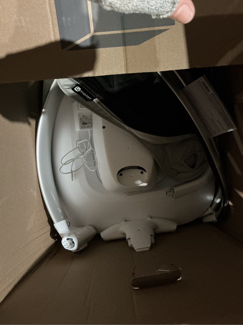 Condition photo showing As Is for 4moms mamaroo multi-motion baby swing, bluetooth enabled with 5 unique motions, grey