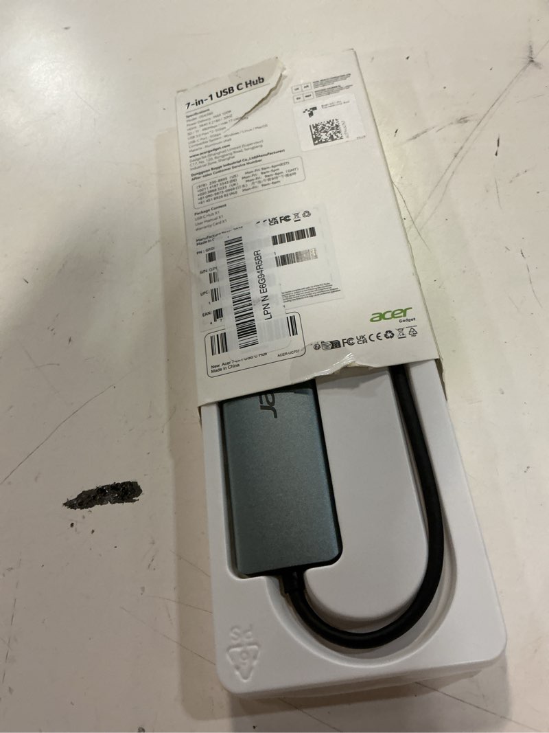 Condition photo showing Good Condition for acer usb c hub, 7 in 1 multi-port adapter for laptop, 4k, hdmi splitter with 2 usb a 3.1 & type-c to hdmi data port, pd 100w charging, sd card reader for computer, desktop, space grey