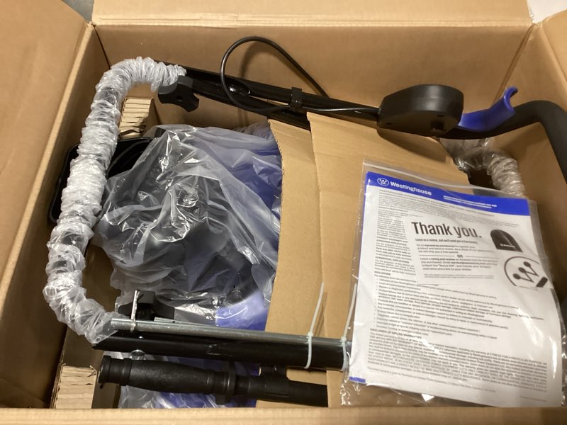 Condition photo showing As Is for Westinghouse WSnow18 48V Cordless Snow Blower 18 Inch Kit, Steel Auger, LED Light, 1200W Brushless Motor, 25ft Throwing Distance, Plows 650lbs/min, Compatible with Snow Joe Batteries 18 Inch with Battery/Charger