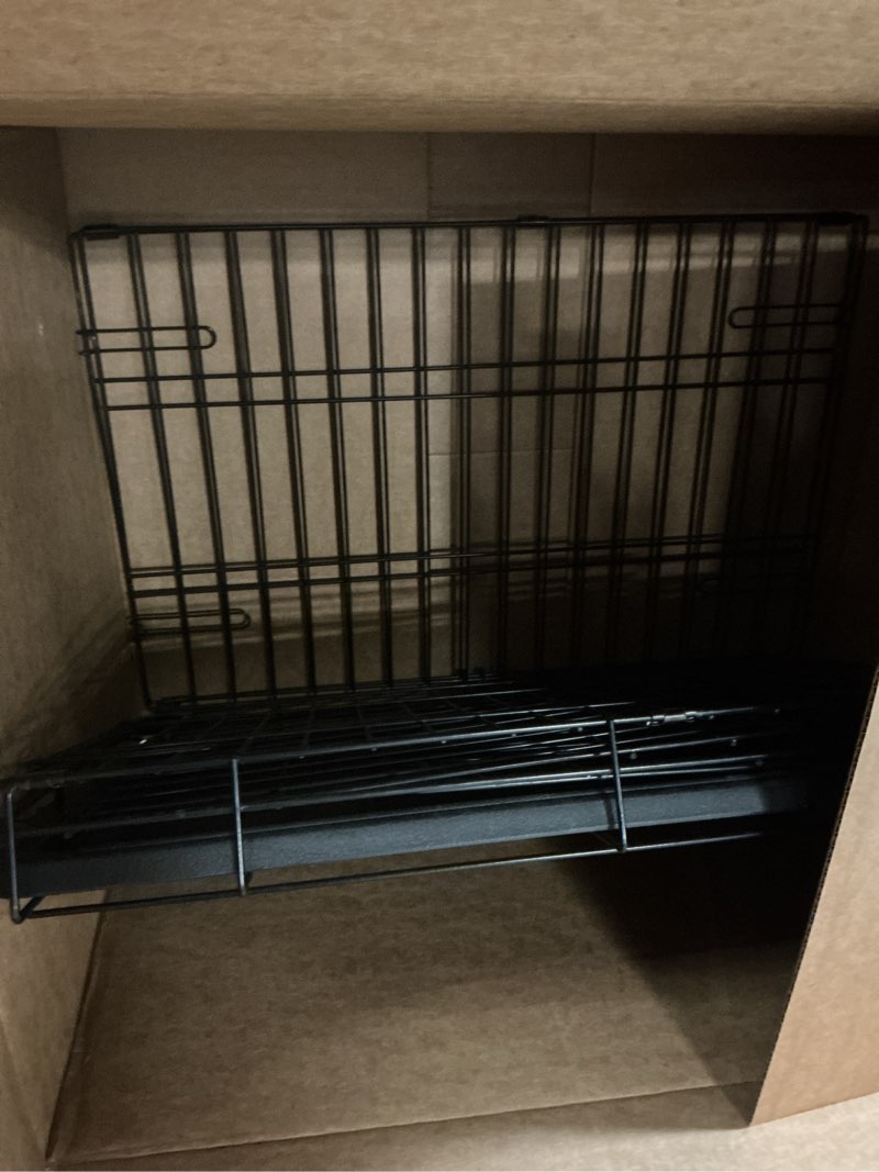 Condition photo showing As Is for sweetcrispy 24 inch single door dog crate, metal pet kennel with secure lock, foldable design, removable tray for easy cleaning, portable puppy cage for small dogs, ideal for training & travel single door 24.4"l x 16.8"w x 18.5"h