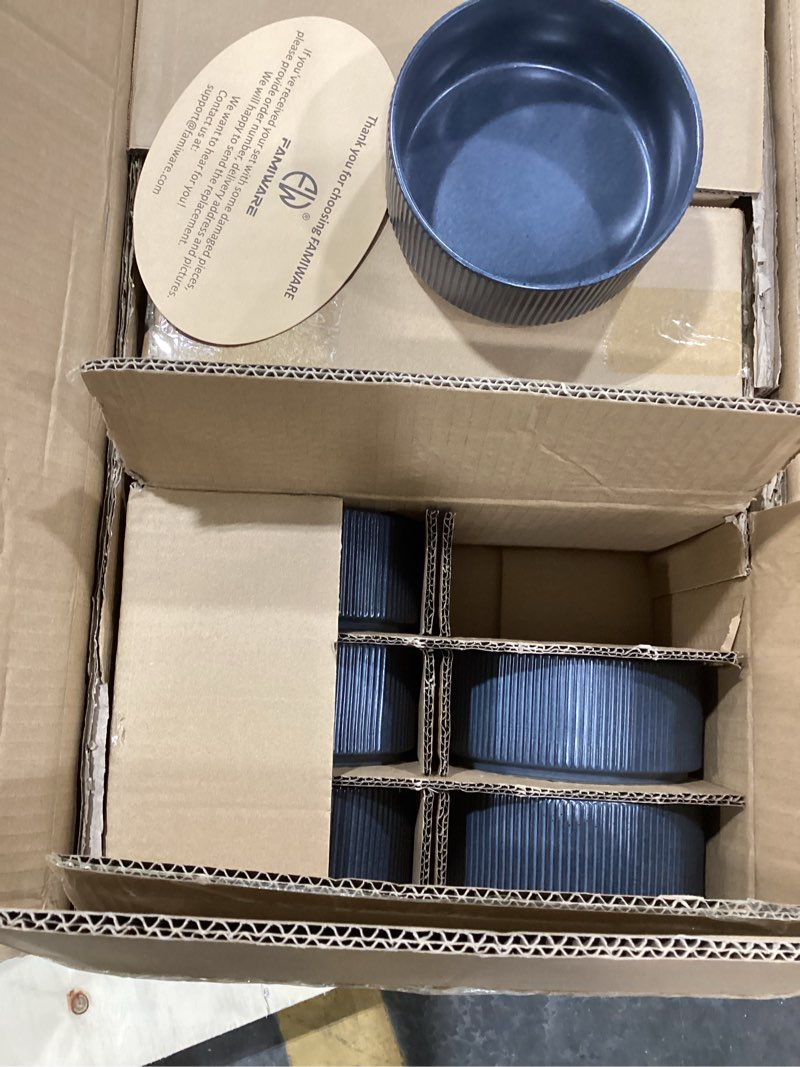 famiware star dinnerware set with mugs, service for 6 (24 pieces), ribbed stoneware plates and bowls