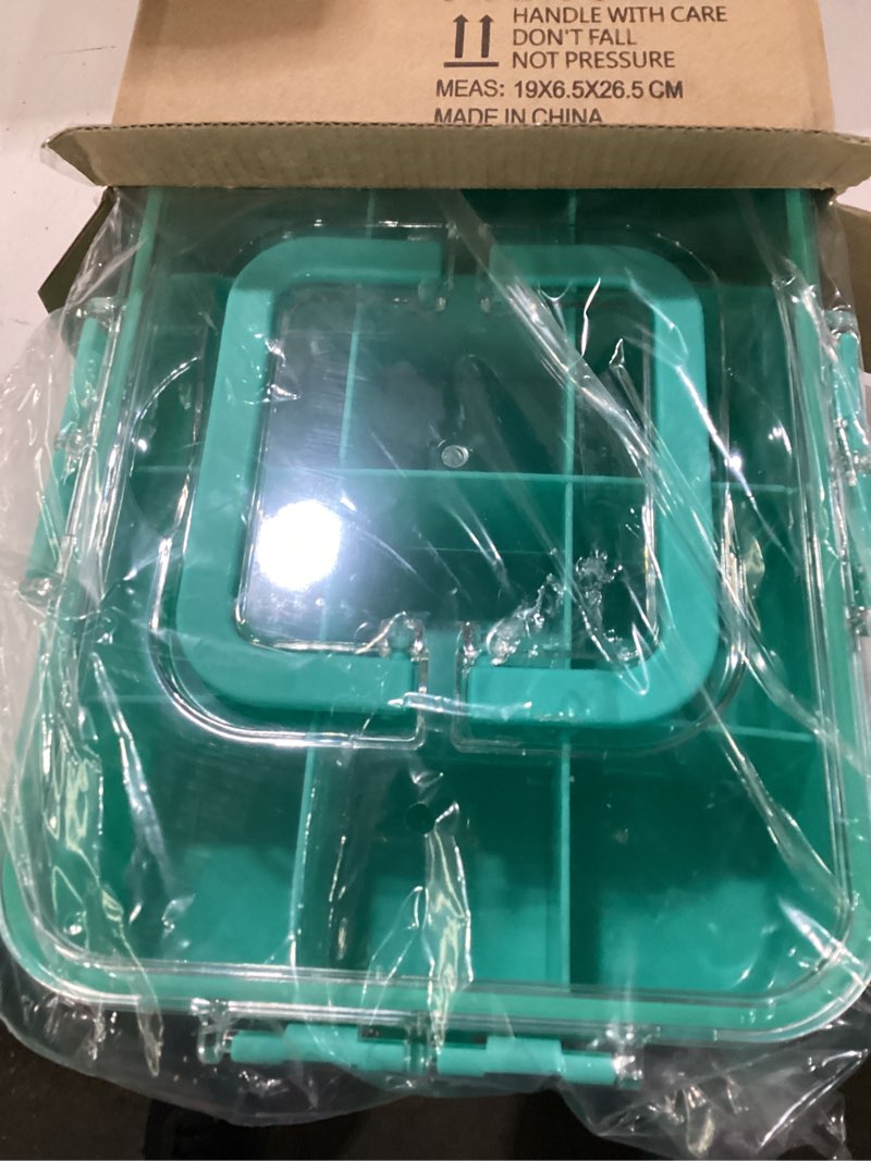 Condition photo showing Good Condition for xyptorix snack box container for kids - adjustable 12-compartment snack containers, reusable bento box, dishwasher safe, bpa-free, perfect for school, travel, camping & picnic, green medium green
