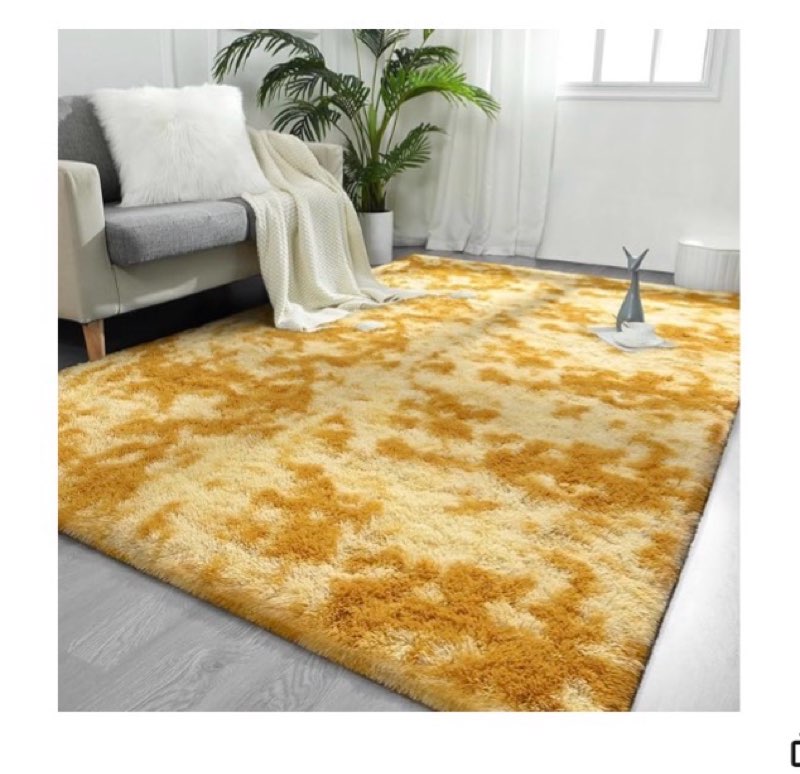 flydoit large area rugs for living room, 4x6 feet tie-dyed orange shaggy rug fluffy throw carpets, ultra soft plush modern indoor fuzzy rugs for bedroom girls kids nursery room dorm home decor