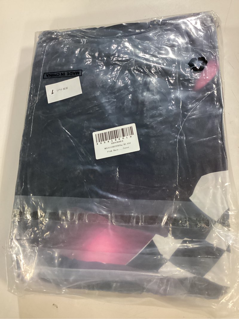 Condition photo showing New/Like New for Feelyou Pink Race Car Bedding Set Twin Size,Racing Flag Black White Lattice Duvet Cover with 1 Pillowcase,Extreme Sport Game Comforter Cover for Kids Youths Boys Girls Room Decor,Modern Quilt Cover Multi 22 Twin