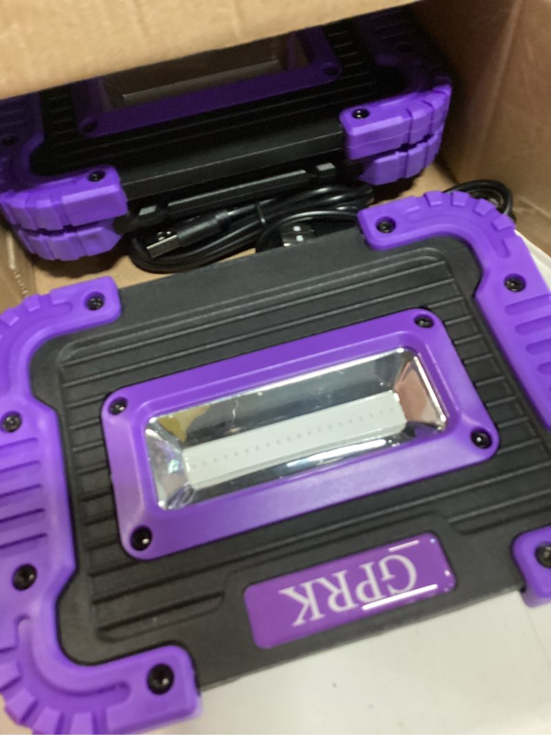 Condition photo showing New/Like New for rechargeable black light, battery powered blacklight, cordless 395nm ultraviolet flood light for neon glow party,halloween,body paint,2 packs 20w-2 packs