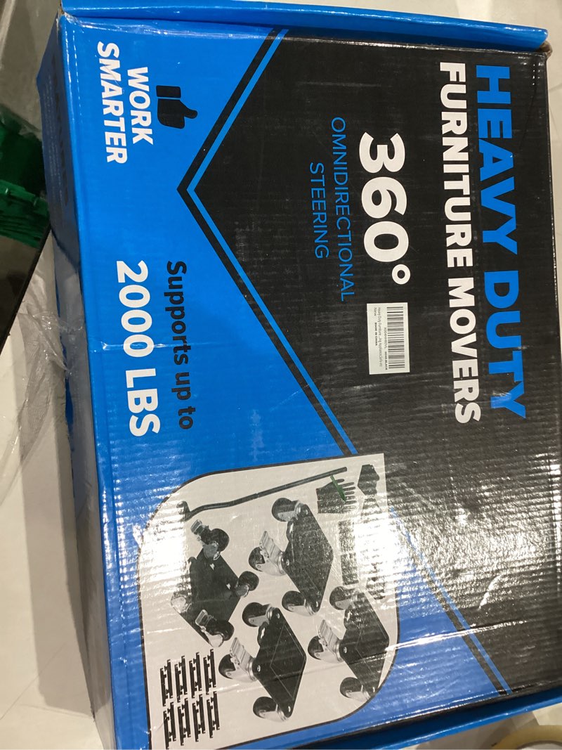 Condition photo showing New/Like New for Heavy Duty Furniture Movers with 4 Wheels,Furniture Lift Mover Tool Set with 2000 lbs Load Capacity, Easy Sliders Dolly with Removable Side Guards&Brake, for Moving Appliance,Sofa etc Orange