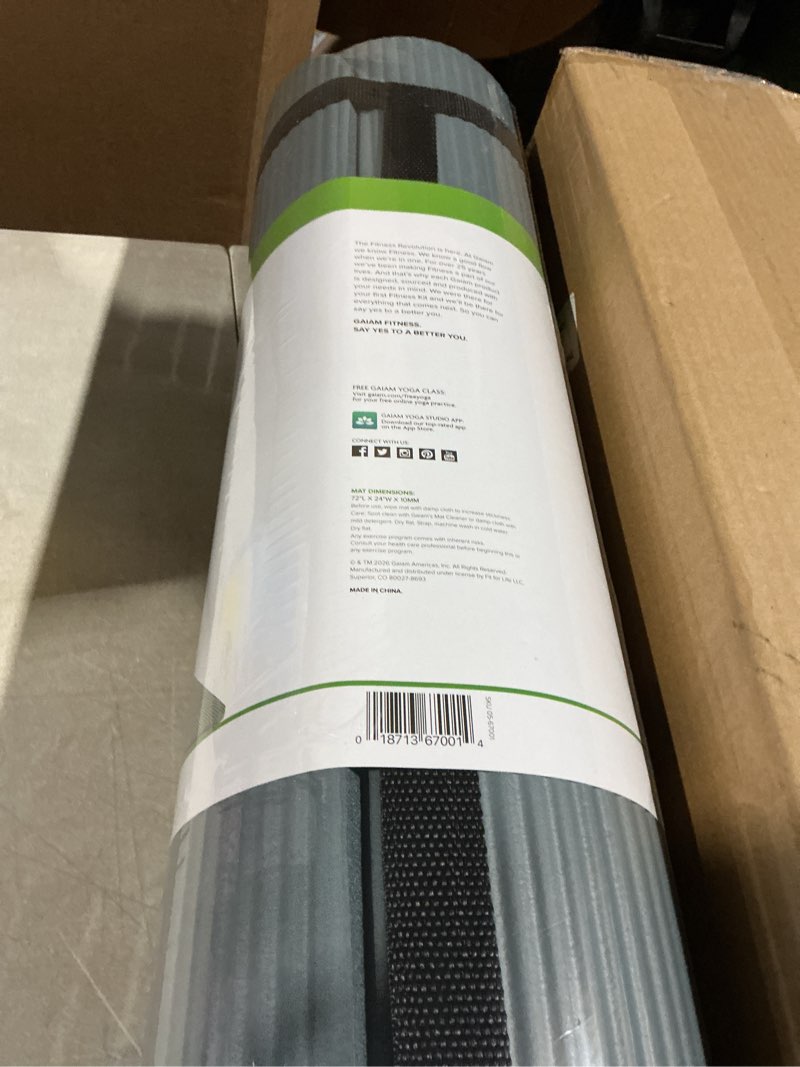 Condition photo showing Good Condition for gaiam essentials 2/5" thick (10mm) yoga & pilates, fitness & exercise mat with easy-cinch carrier strap cushion support for fitness and gym workouts