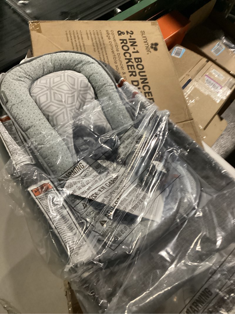 Condition photo showing Good Condition for Summer Infant 2-in-1 Bouncer & Rocker Duo (Heather Gray) Convenient and Portable Rocker and Bouncer for Babies Includes Soft Toys and Soothing Vibrations