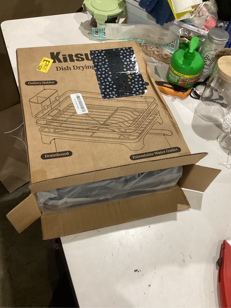 Condition photo showing Good Condition for Kitsure Dish Drying Rack - Multi-Functional Dish Rack for Kitchen Counter with Cutlery Holder, Rust-Proof Storage Solution with Rotatable, 15.7" x 12.0" x 5.5", Black Black 15.7" x 12.0" x 5.5"