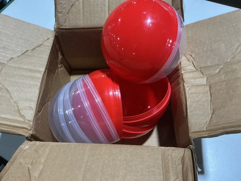 Condition photo showing Good Condition for Big Claw Machine Capsules Translucent Red Plastic Sphere Large Party Favor Containers Round 5 pcs 6.3 inch Jumbo Plastic Christmas Ornaments Extra Large Gift Box Craft Party Supplies Vending Capsules