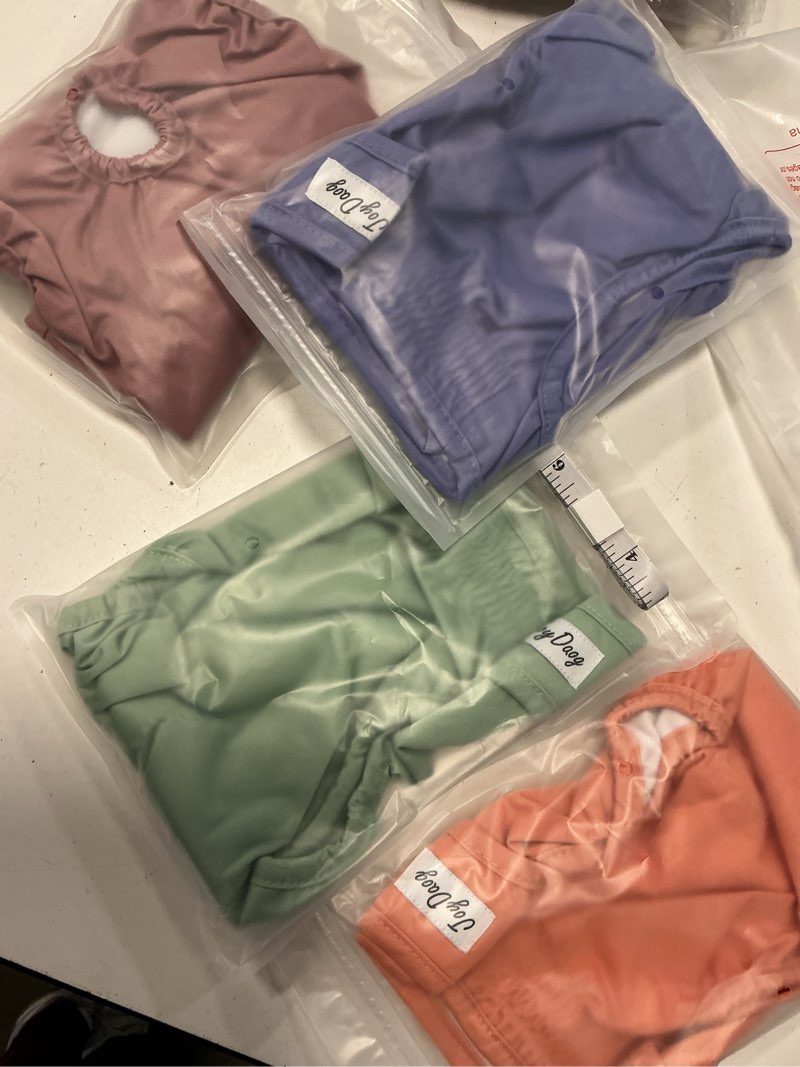 Condition photo showing New/Like New for joydaog female dog diapers for medium dogs,4 pack reusable washable premium doggie diapers for heat,incontinence,period doggy nappies,m light solid colors medium (pack of 4)