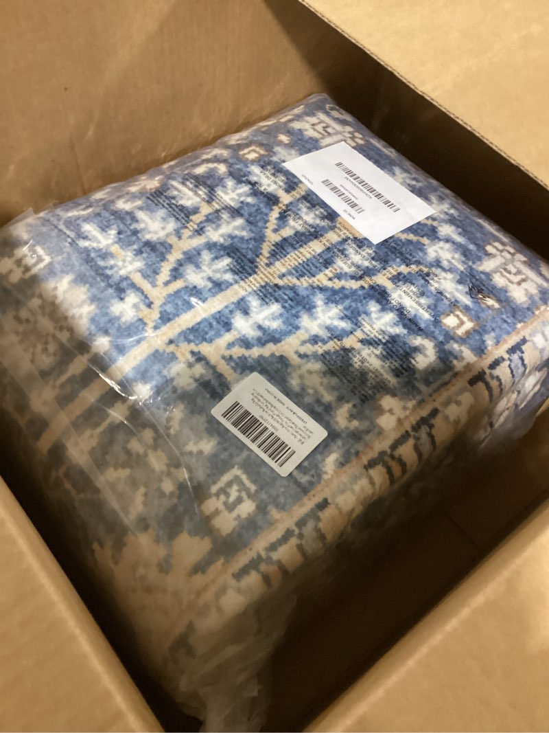 Condition photo showing New/Like New for Bavni Washable Rugs 8x10-Machine Washable Rug Lightweight Low Pile, Vintage Floral Rug Non-Shedding Distressed Throw Carpet for Living Room Bedroom Office, Dark Espresso 8x10 Dark Espresso