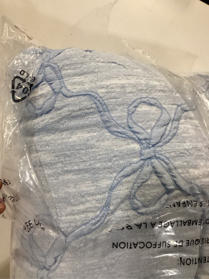 Condition photo showing Good Condition for queen comforter set with sheets for girls-7 pieces queen bedding sets with light blue comforter, sheets, pillowcases & shams for kids (light blue bow knot, 90" x 90") light blue diamond queen(90"x 90")-7 pieces