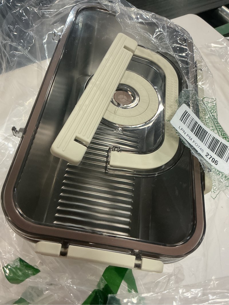 Condition photo showing As Is for stainless steel bread box with handle - a sealed bread storage container featuring a sealed lid and a handle, suitable for time-recording storage. this bread box is ideal for preserving kitchen food silver - handled