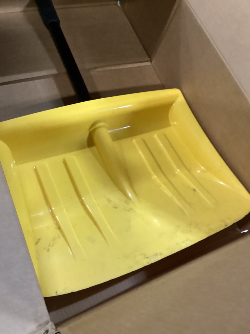 Condition photo showing As Is for Snow Shovel for Driveway Stairs Decks Garage Snow Removal with Telescopic 52-59 inch Long Handle Lightweight Household Snow Shovel for Soft and Light Snow Removal (16 inch Wide)