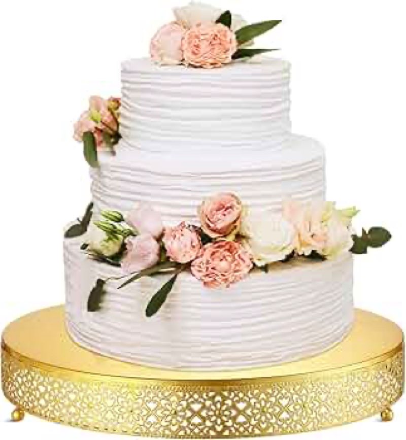 Wenqik Gold Cake Stand 18 Inch Round Metal Cupcake Dessert Wedding Cake Stand Cookies Display Holder with Modern Design Fruit Serving Tray for Table Wedding Birthday Anniversary Party