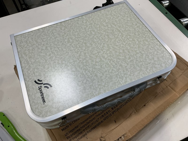 Condition photo showing Good Condition for sportneer camping table:small folding table portable table 23.6" l x 15.7" w 4 height with mesh layer- adjustable height outdoor table for hiking travel picnic bbq cooking
