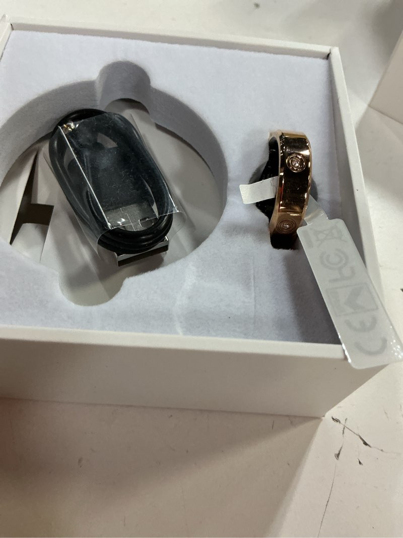 Condition photo showing Good Condition for smart ring ultra narrow heart rate monitor diamond comfortable sleep ring health fitness tracker pedometer step counter calories waterproof ladies smart rings for women men anillo inteligente #9 rose gold