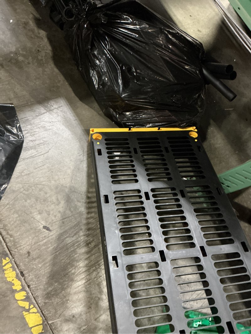Condition photo showing As Is for (incomplete ) project source plastic heavy duty 5-tier shelves and commander heavy duty totes collection
