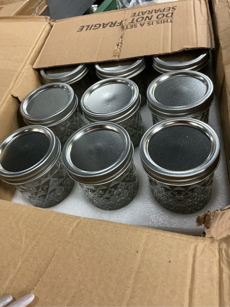Condition photo showing Good Condition for verones wide mouth mason jars 22oz, 12 pack 22 oz wide mouth mason jars with lids and bands, ideal for jam, honey, wedding favors, shower favors 12pac