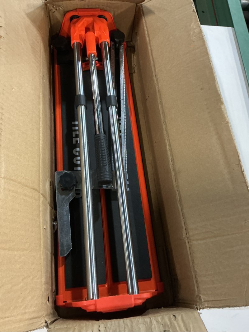 Condition photo showing As Is for vevor 17-inch manual tile cutter for wall & polished tiles,double rails for precise cutting, tungsten carbide wheel,non-slip handle,anti-displacement pressure rod,precise cuts for pros & beginners
