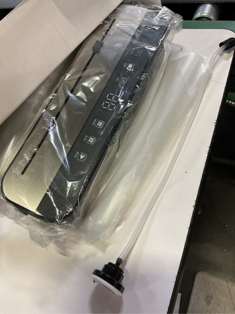 Condition photo showing As Is for powerful vacuum sealer machine with 75kpa suction, 10-in-1 food vacuum sealer for moist/dry food, built-in cutter & 50 bags + hose – complete food saver for long-lasting freshness