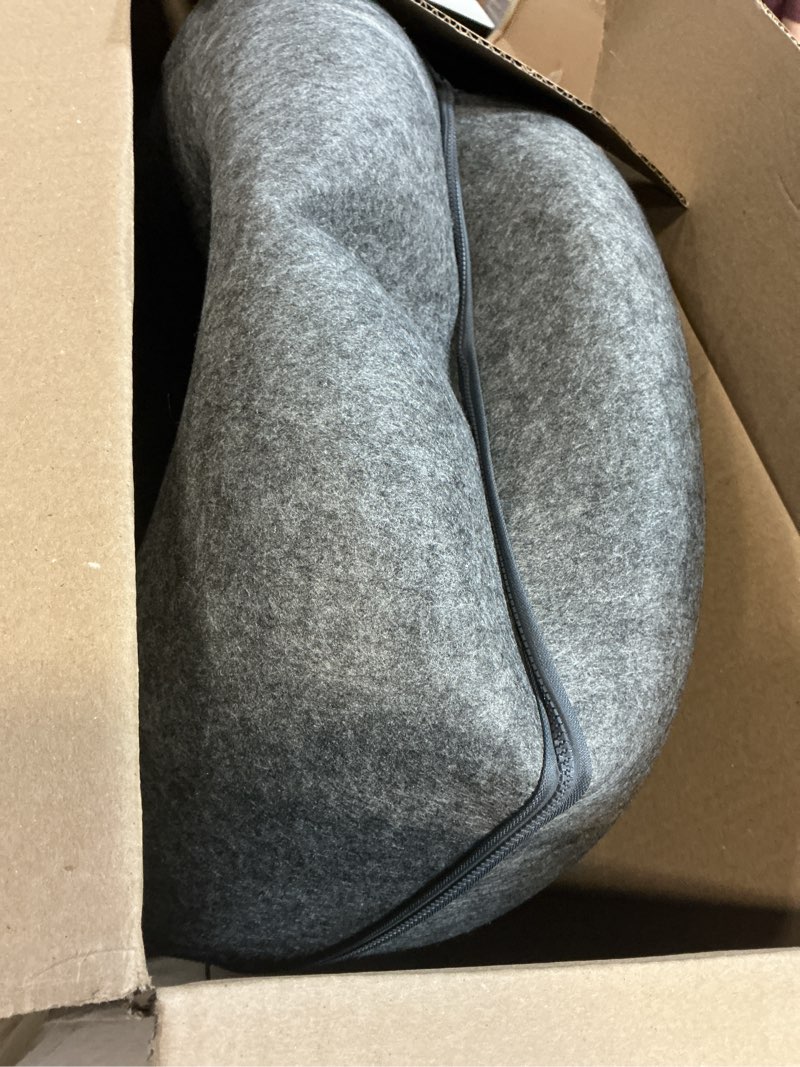 Condition photo showing As Is for CATTASAURUS Peekaboo Cat Cave for Multiple & Large Cats Up to 30-45 Lbs, Scratch Detachable & Washable Tunnel Bed, Comfy Donut Cat Cave (Dark Gray, Large) Dark Gray Large