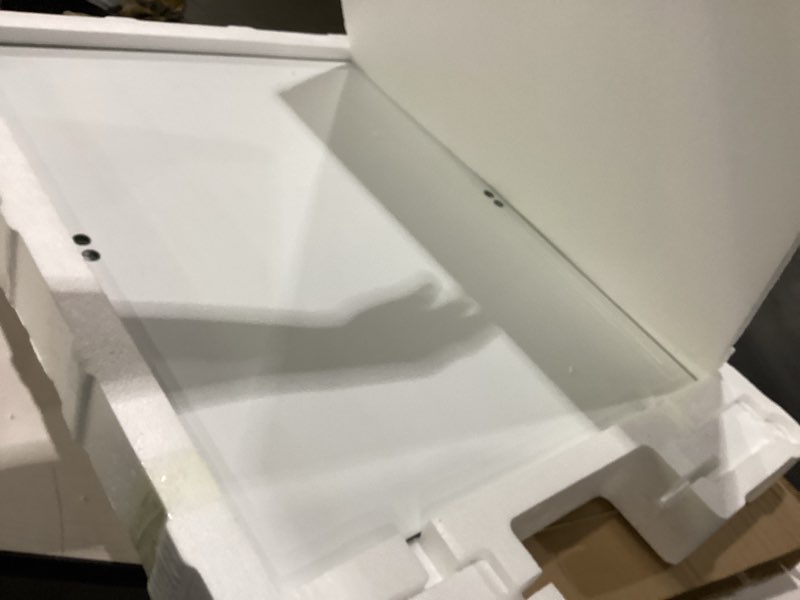Condition photo showing New/Like New for gatco frameless rectangle mirror matte black 24"l x 23.4"w