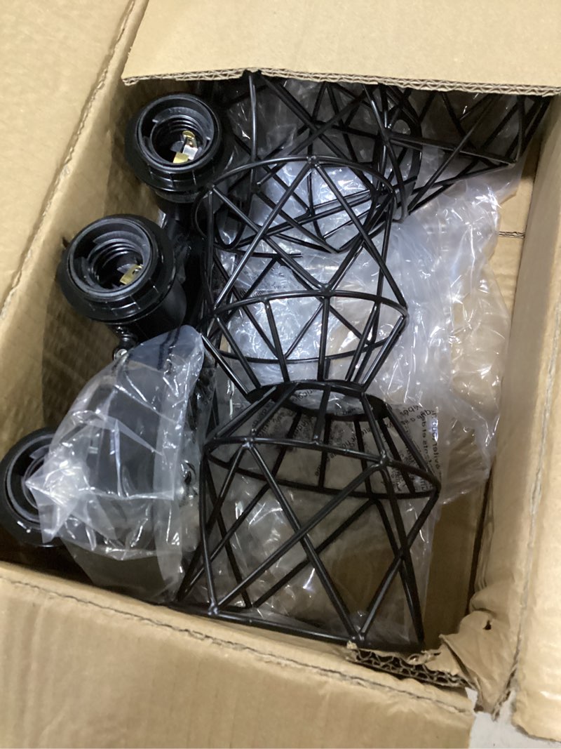 Condition photo showing Good Condition for baocuz 4-lights semi flush mount ceiling light, adjustable multi-directional light fixtures, rotatable farmhouse light fixtures mount with metal cage for dining room, living room black 4-light
