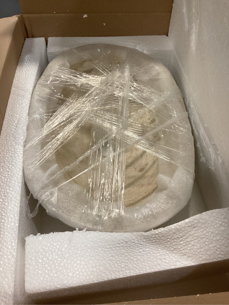 Condition photo showing Good Condition for shades of nature oval travertine vessel sink – natural stone wash basin, hand-carved bathroom sink with chiseled exterior & polished interior, above counter vanity basin (includes matching soap tray) chiseled oval