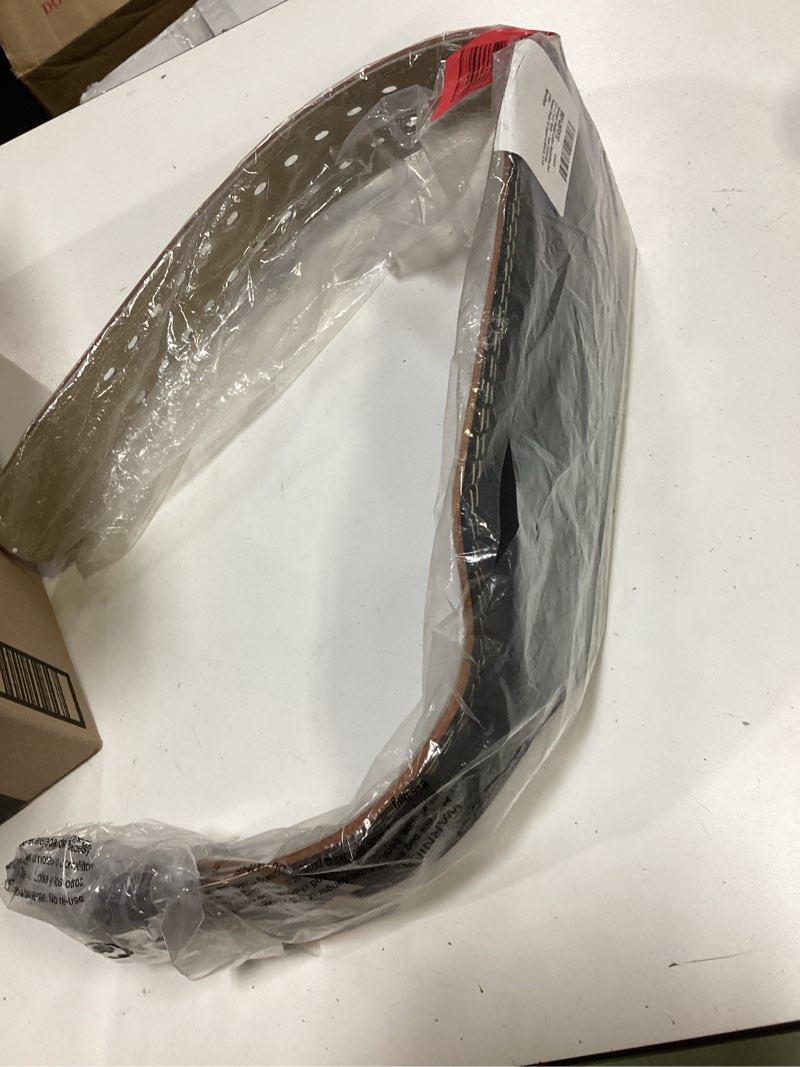 Condition photo showing Good Condition for harbinger padded leather contoured weightlifting belt - 4" or 6” width - interior suede lining & foam cushioning - heavy-duty dual prong steel roller buckle - for lifting support black large 6 inch: 2.0