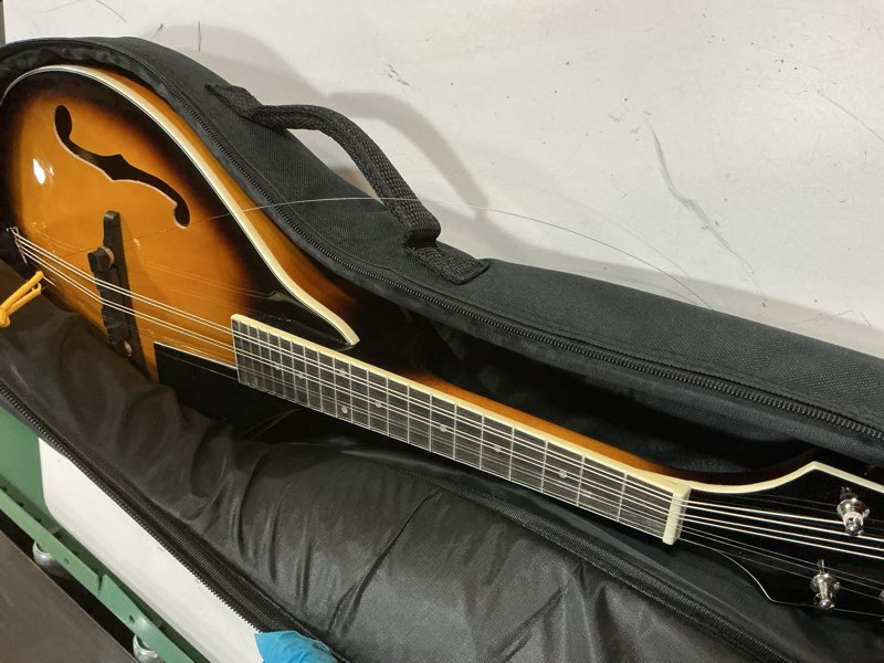 Condition photo showing As Is for Donner A Style Mandolin Instrument Sunburst Beginner Adult Acoustic Mandolin Musical Instrument Mahogany 8 String, Bundle With Tuner String Bag Guitar Picks,DML-1