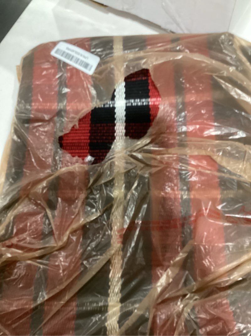 Condition photo showing Good Condition for KIMODE Christmas Door Mat Outdoor 35"x59",Red and Black Buffalo Plaid Rug,Washable Cotton Hand-Woven