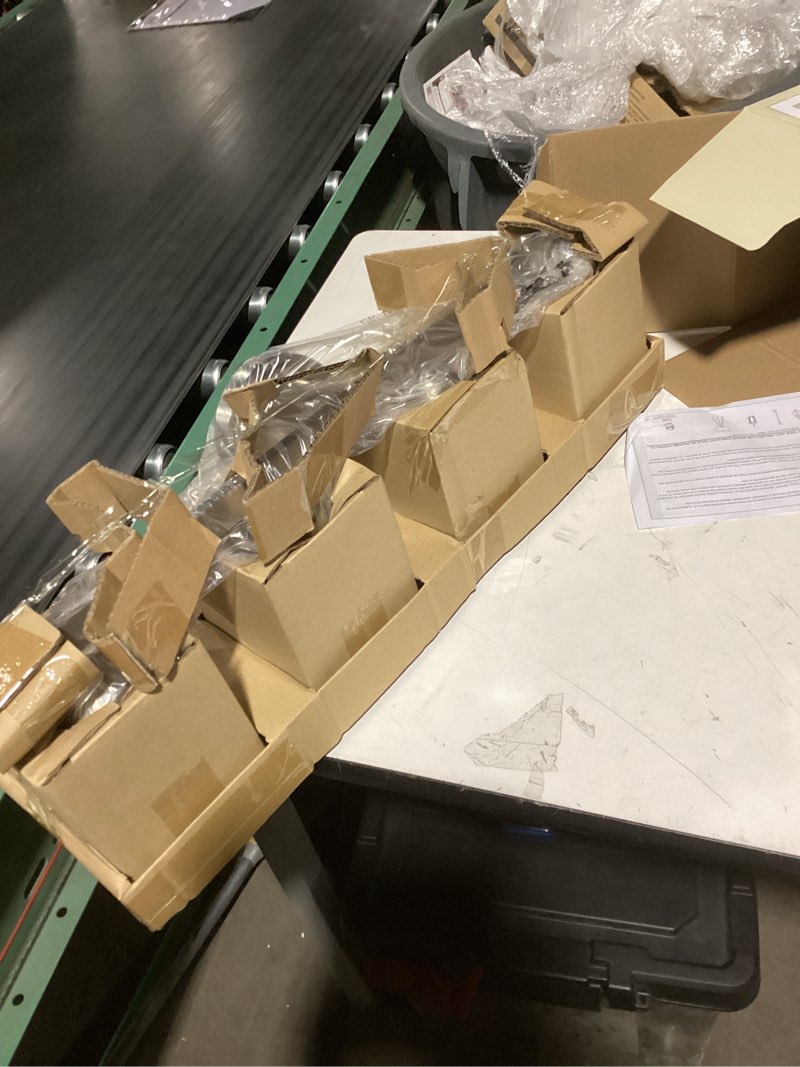 Condition photo showing As Is for Ascher Bathroom Light Fixtures, 4-Light Vanity Lights with Clear Glass Shade, Modern Brushed Nickel Wall Light for Mirror Bedroom Hallway Cabinet Porch Nickel 4 Light