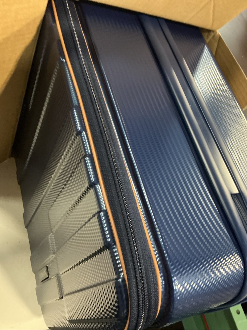 Condition photo showing Good Condition for joyway 3-piece front opening cover carry-on luggage side hooks tsa lock spinner wheels ykk zippers(color is blue no beige)