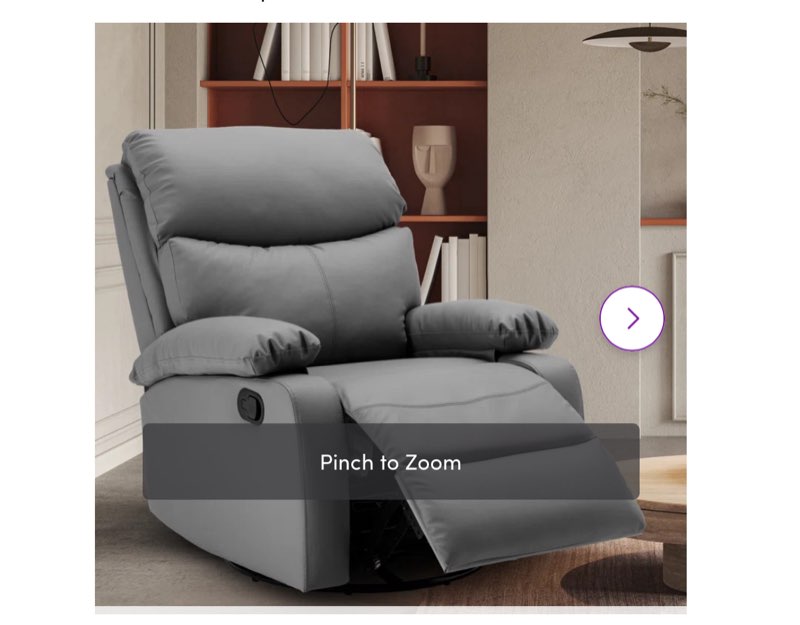 ( incomplete) Genuine Leather Recliner Chairs, Manual Swivel Rocker Recliner for Adults, Small Rocking