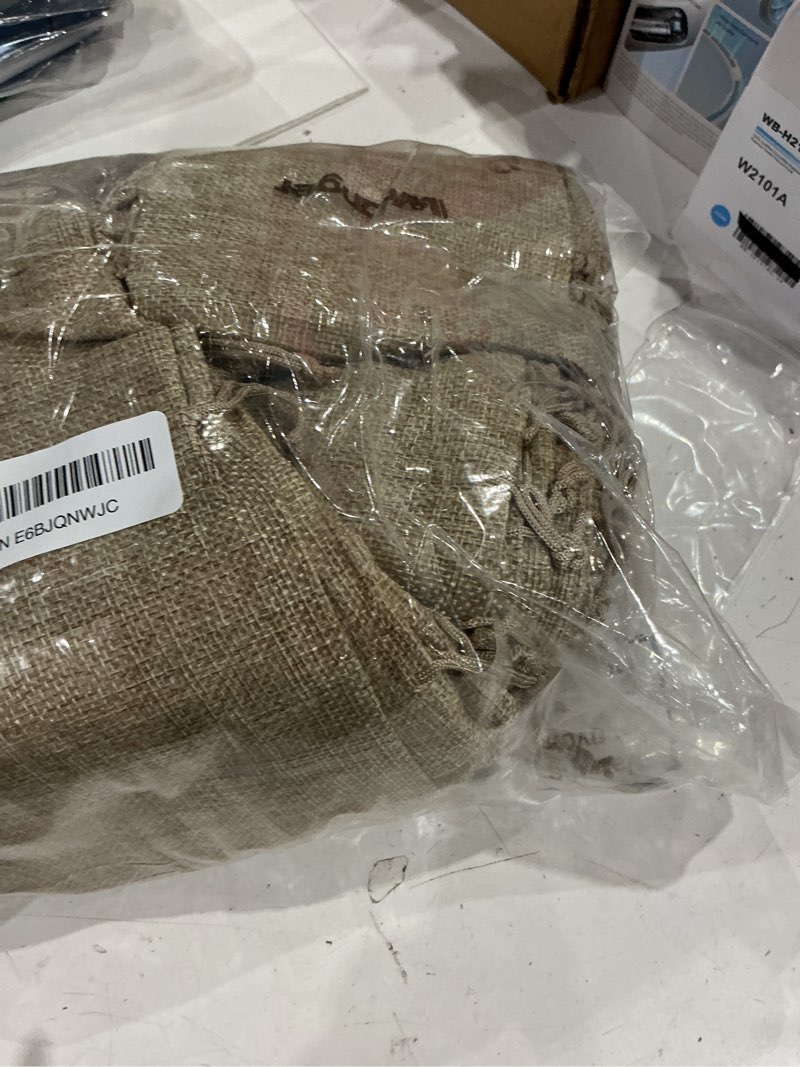 Condition photo showing Good Condition for woanger 100 pcs small burlap bags with drawstring reusable burlap gift bags linen treat sacks for wrapping birthday wedding party favor jewelry pouch diy craft(5 x 7 inch)