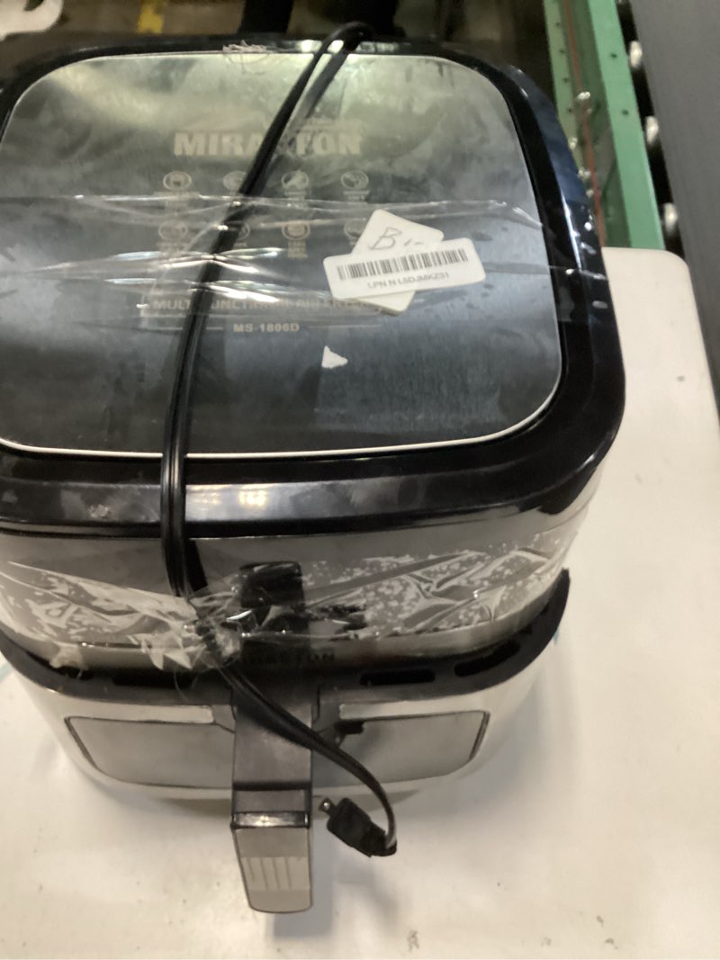 Condition photo showing As Is for Air Fryer, 8.5QT Family Size Digital Air Fryers, BPA-Free, Smart Touchscreen with 8-Preset, Air Frying, Reheat Leftovers, Party Food, Fast Cooking, Dishwasher-Safe, Stainless Steel 8.5QT Digital Model Stainless Steel