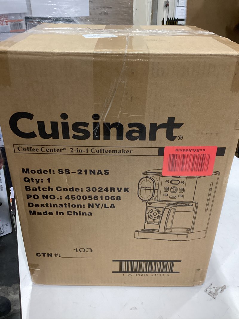 Condition photo showing As Is for Cuisinart coffee 2 in 1 coffee maker ,missing pieces 