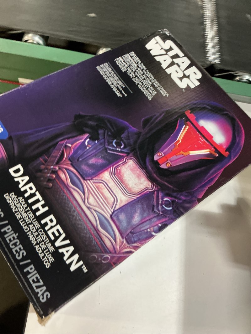 Condition photo showing New/Like New for star wars darth revan official adult halloween costume - tunic with padded chest armor, hip sash, gauntlets, and gloves