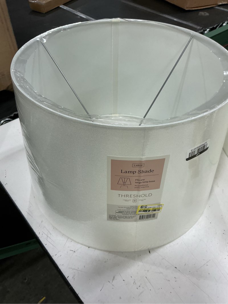 Condition photo showing New/Like New for (only shade)  large linen lamp shade shell - threshold™: off-white drum, no assembly required