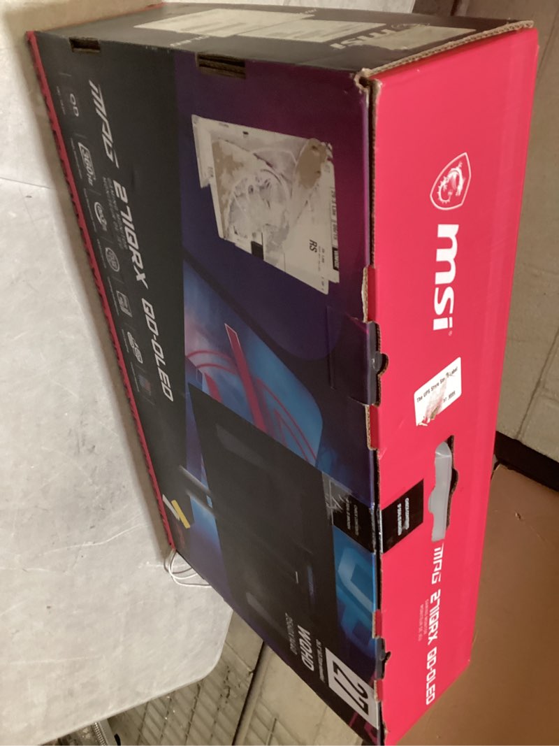 Condition photo showing As Is for msi mpg 271qrx qd-oled, 27 oled gaming monitor, 2560 x 1440 (qhd), 0.03ms response time, 360hz, true black hdr 400, hdmi, dp port, usb type c, tilt, height, black
