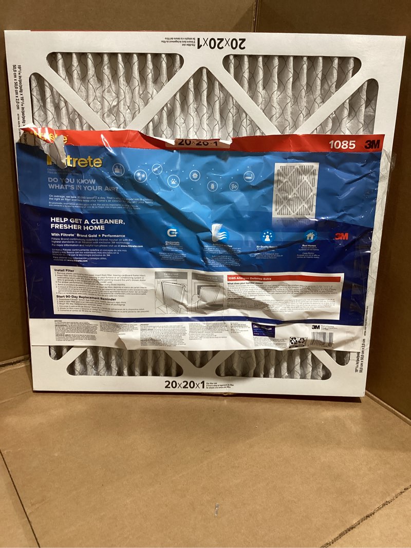 Condition photo showing As Is for Filtrete 20 x 20 x 1 MERV 11 1085 MPR Allergen Defense Extra Electrostatic pleated Air Filter