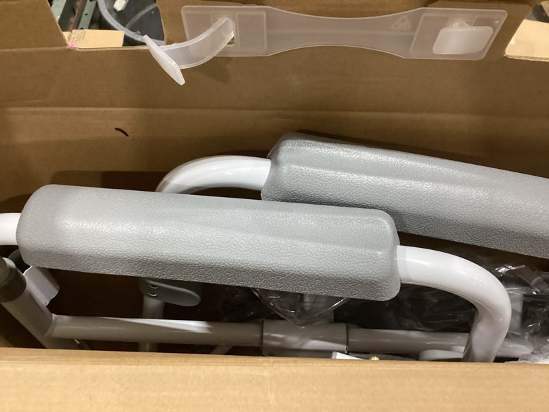 Condition photo showing Good Condition for Medline 3-in-1 Steel Bedside Commode, Elongated Seat, Sturdy Folding Frame, 7.5 QT. Bucket, 350 lb. Weight Capacity, Clip-on Seat, Easy Cleaning, Tool-Free Assembly, Gray