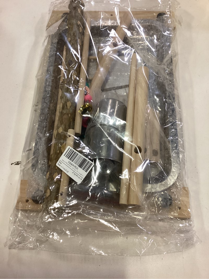 Condition photo showing New/Like New for Natural Wood Bird Perch Stand, Wooden Parrot Perch Stand Fork Toys Hanging Multi-Branch Rope Perch Platform Hammock Swing Toy Chewing Stick Cage Accessories