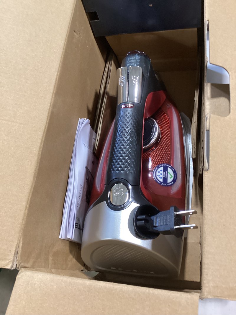 Condition photo showing Good Condition for rowenta iron, focus excellence stainless steel soleplate steam iron for clothes, retractable cord, 400+ microsteam holes, powerful steam, led display, 1750 w ironing clothes, cordreel, red dw5433 powerful steam boost - retractable cord