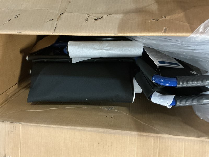 Condition photo showing New/Like New for Drive Medical Blue Streak Lightweight Wheelchair - Portable Folding Mobility Aid - Swing-Away Footrests - Desk Arms - Durable Steel Frame - Easy Transport & Storage - 18-Inch Seat 18 Inch