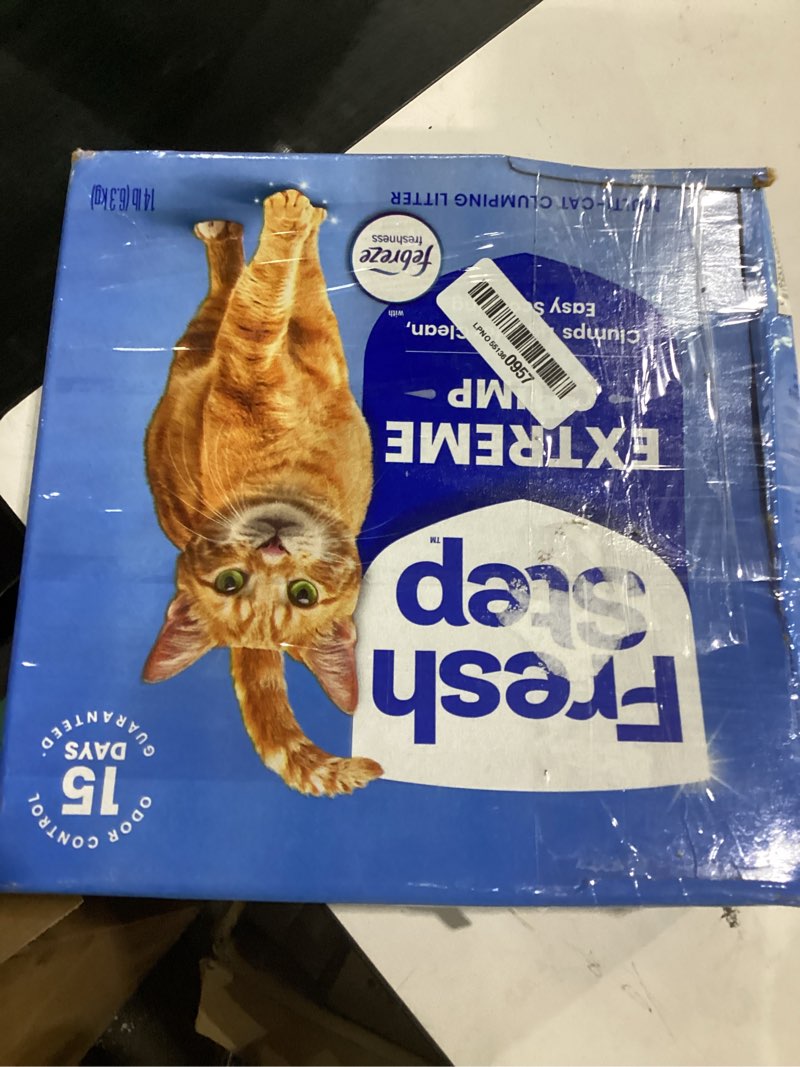 Condition photo showing New/Like New for fresh step extreme multi cat clumping litter with febreze freshness, low dust, odor control with ammonia block tech, compatible in automatic litter boxes, 14 lb. box mountain spring 14lb (pack of 1)